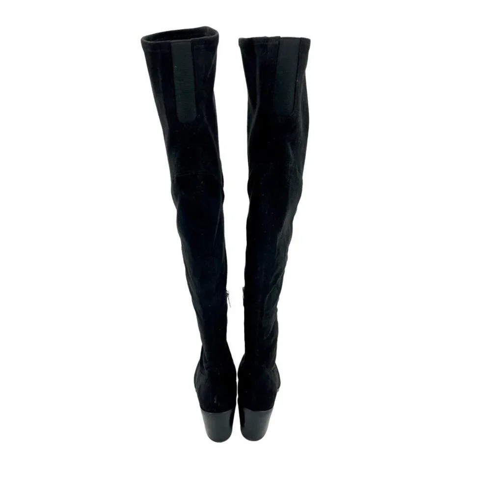 Marc Fisher Black Fabric Faux Suede Knee High Boots SZ 8.5 New $249